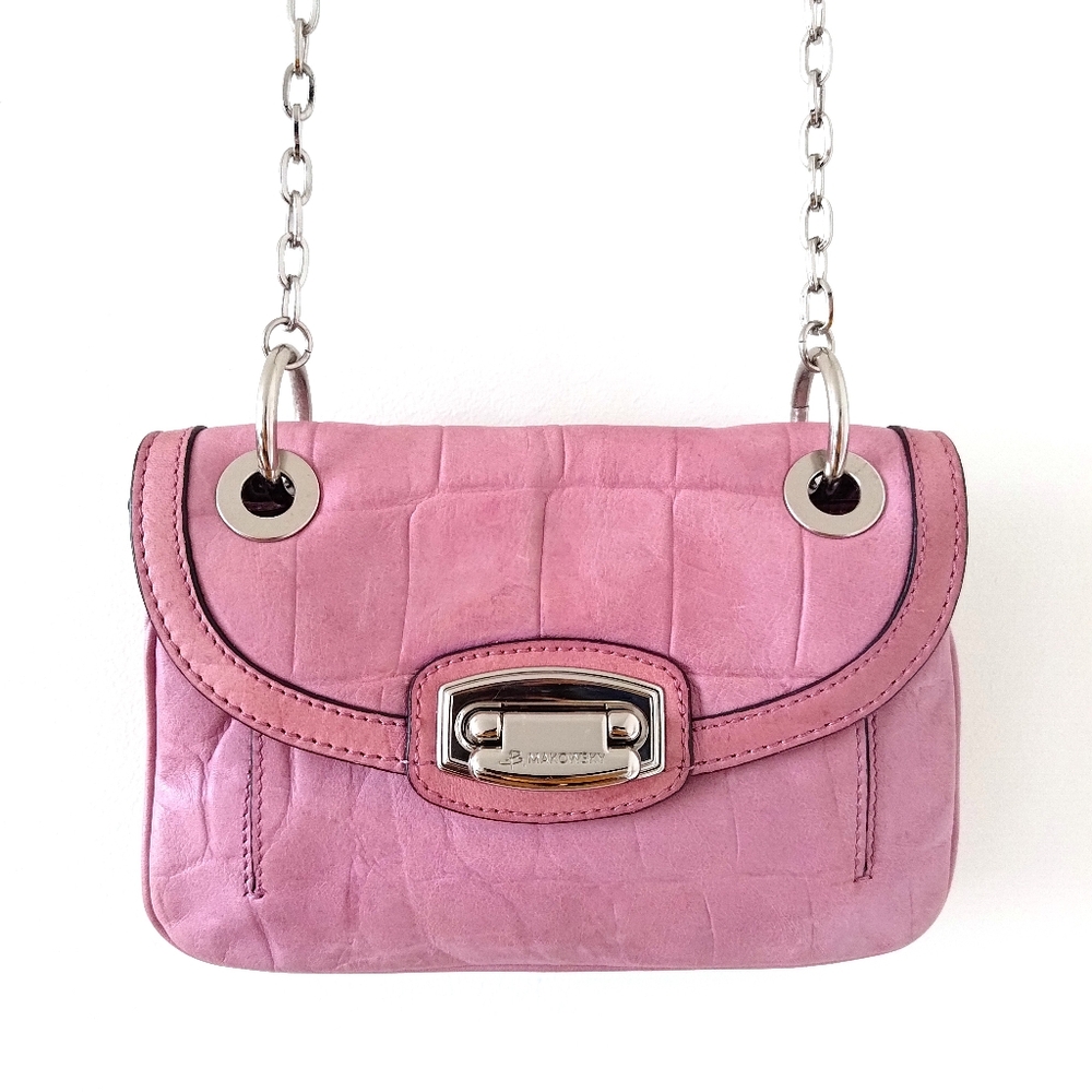 Pink Leather Purse - Crossbody Adjustable Strap